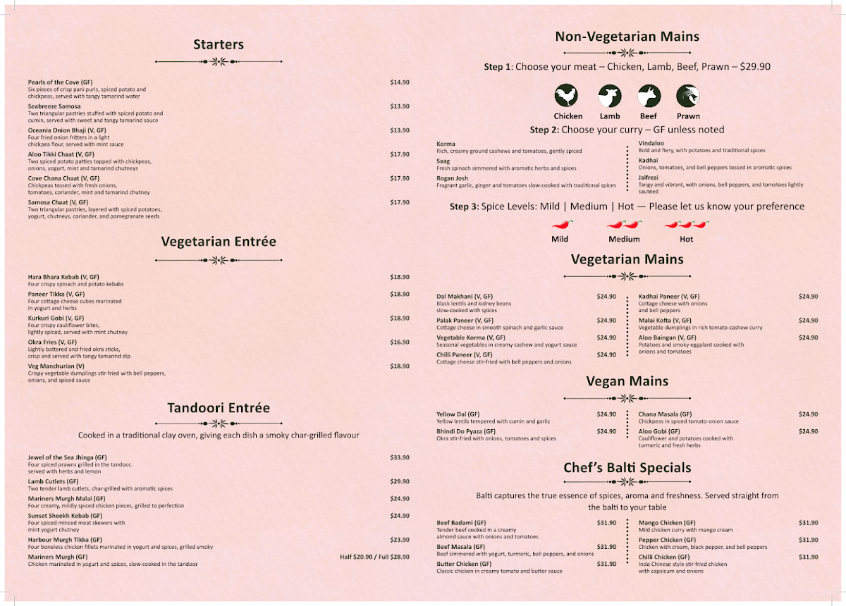 Menu, Masala Cove | Modern Indian Family Restaurant Avalon Beach