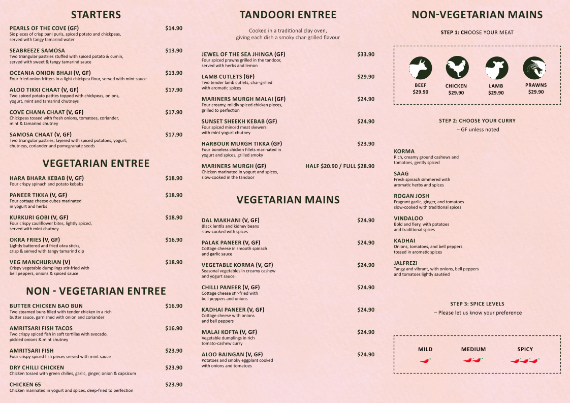 Menu, Masala Cove | Modern Indian Family Restaurant Avalon Beach