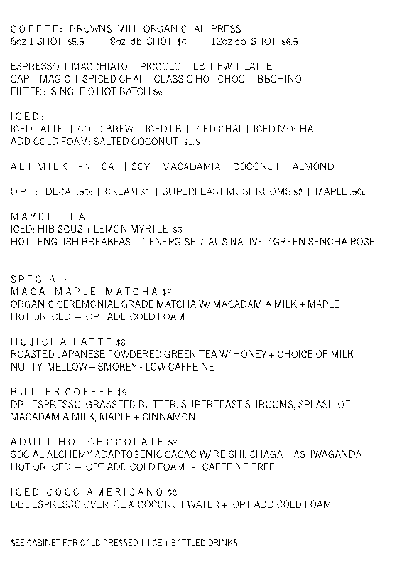 Menu, Tones at Soko