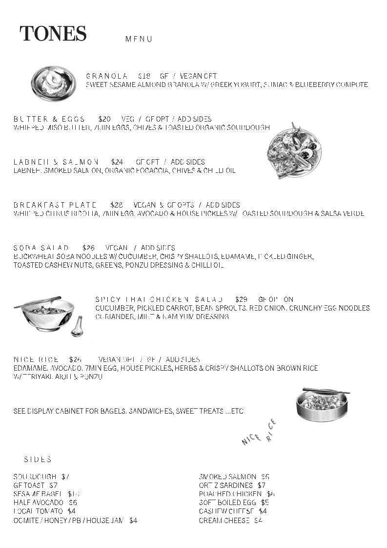 Menu, Tones at Soko