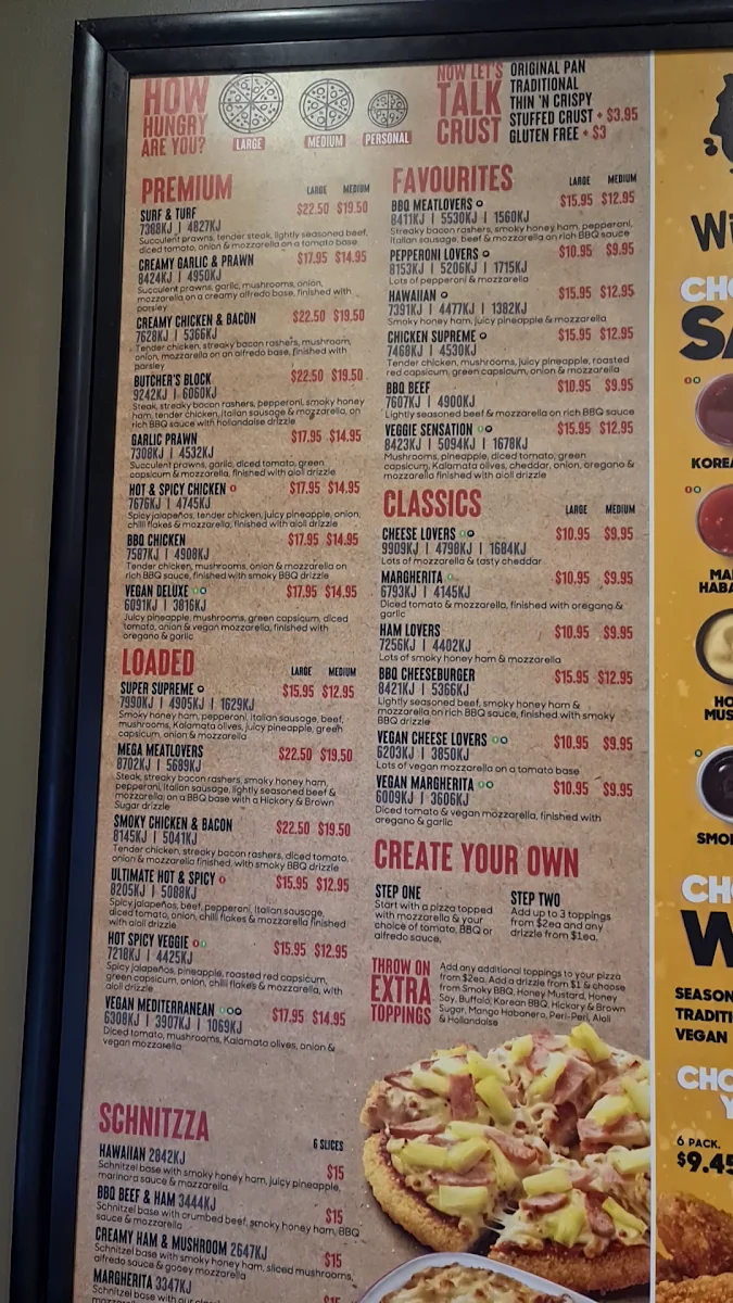 Menu, Pizza Hut