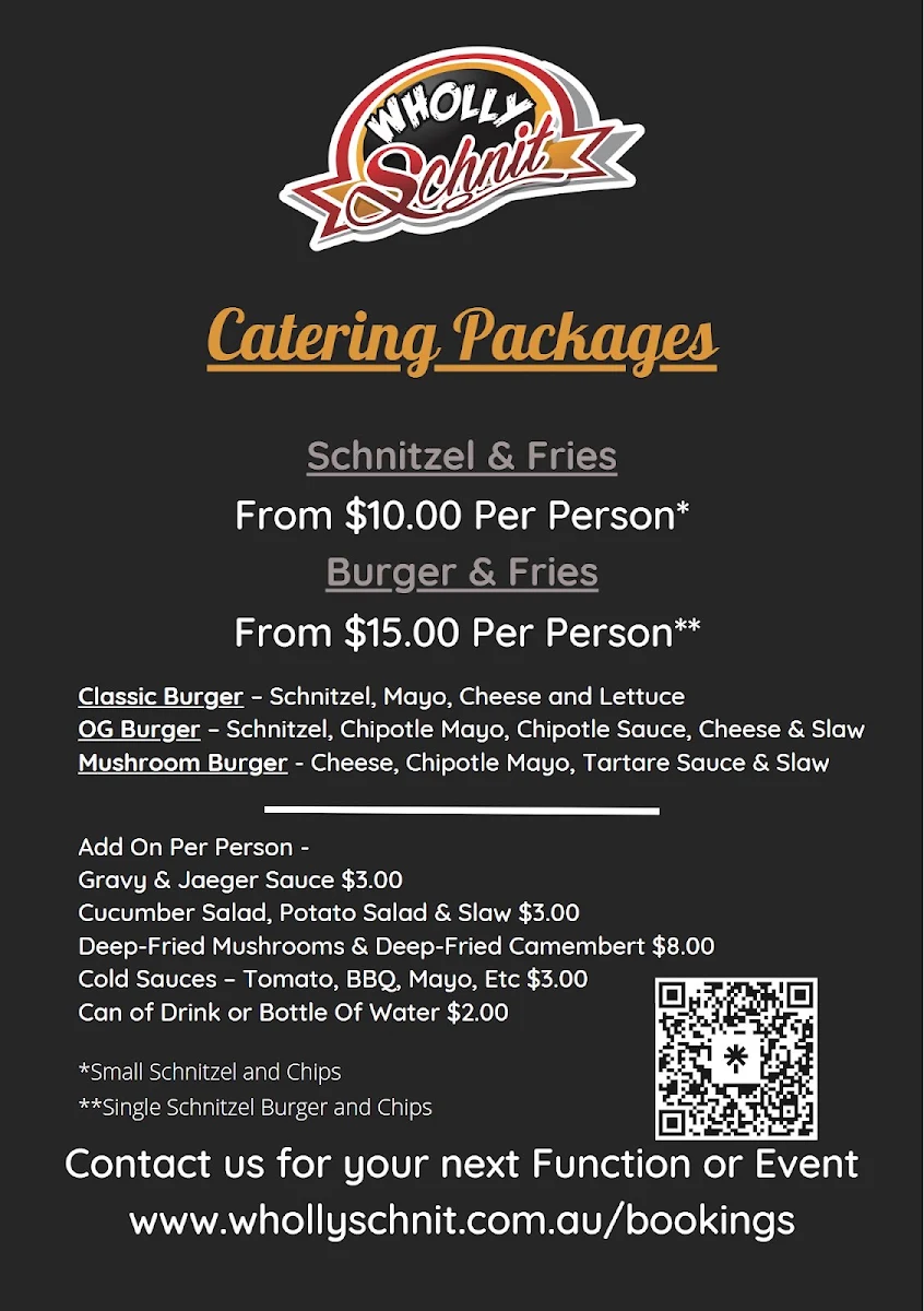 Menu, Wholly Schnit Food Truck