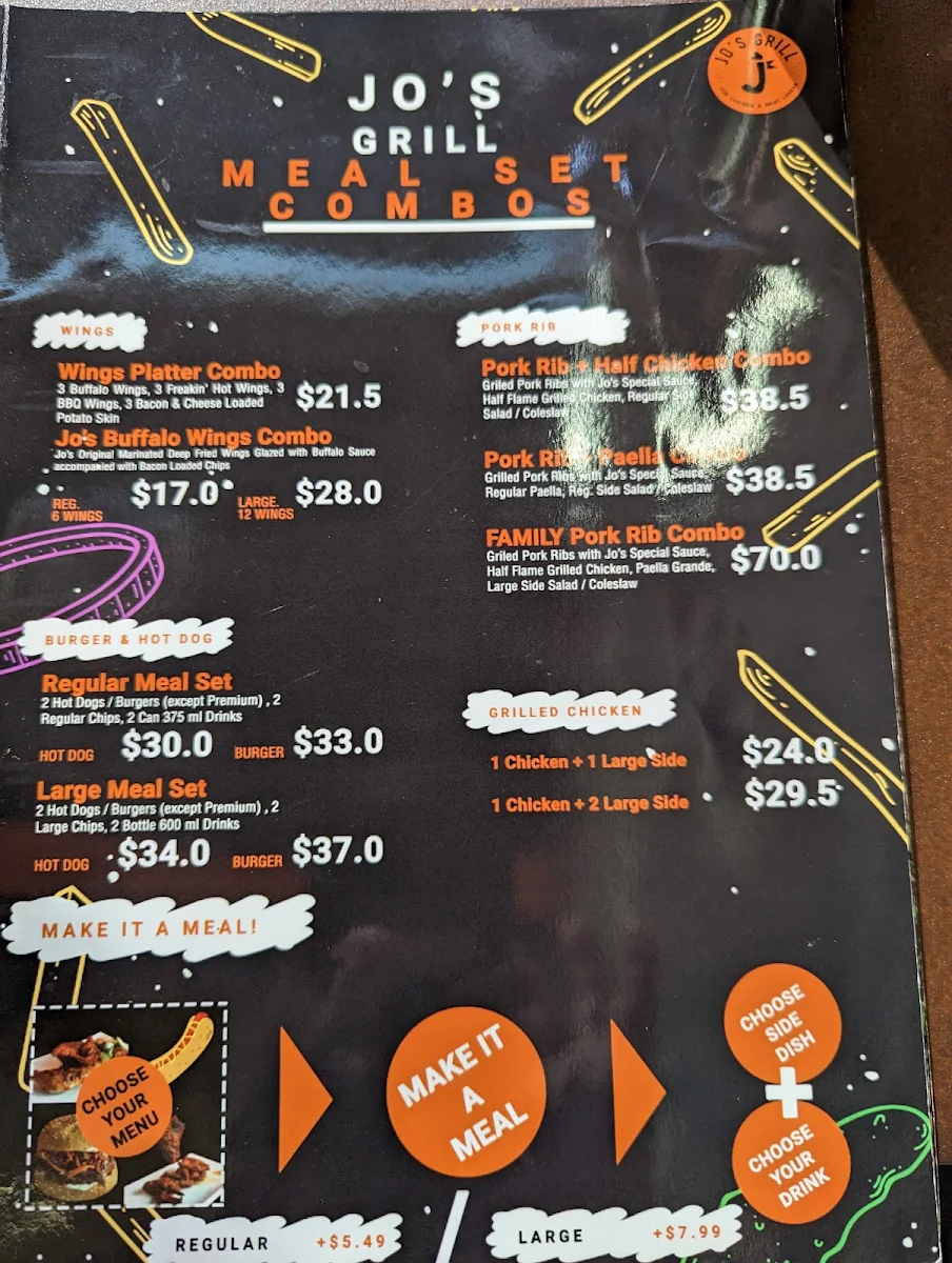 Menu, Jo's Grill