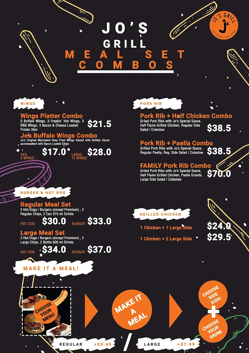 Menu, Jo's Grill