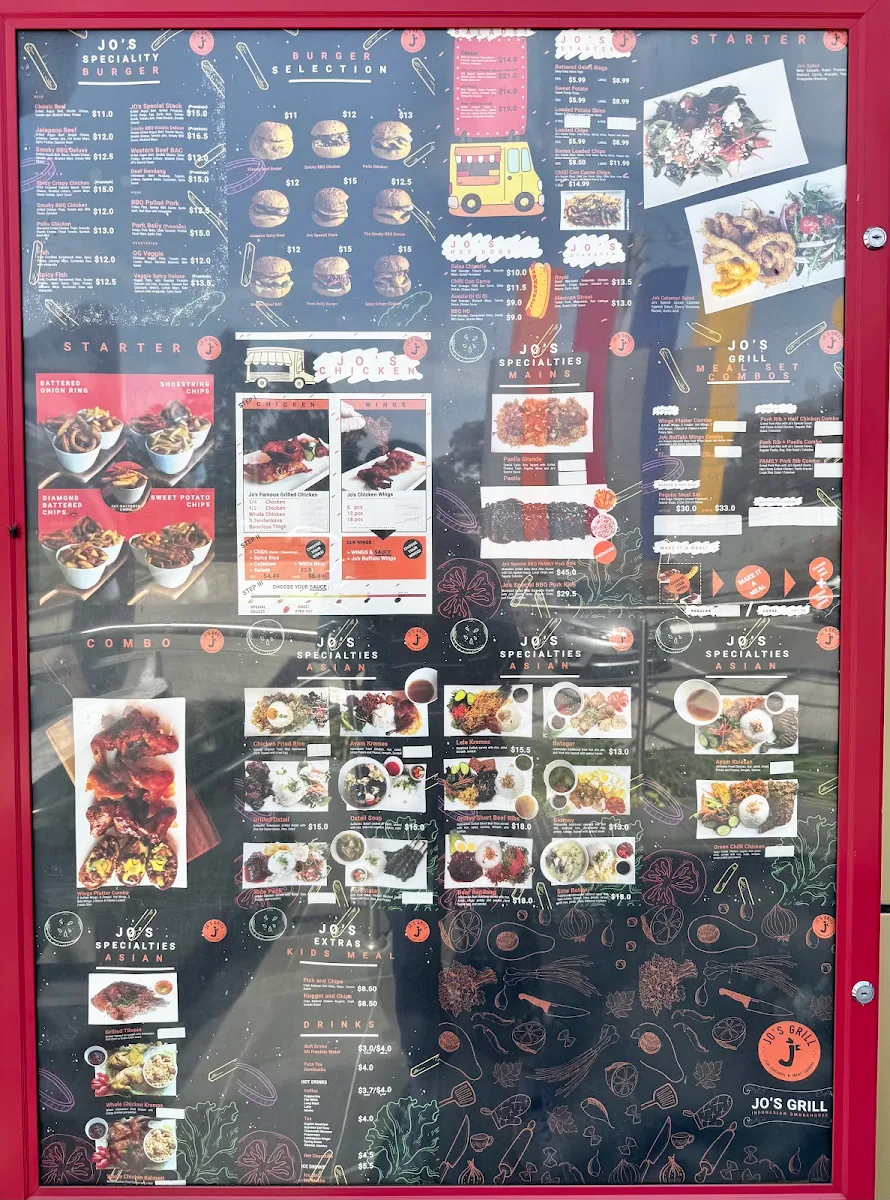 Menu, Jo's Grill