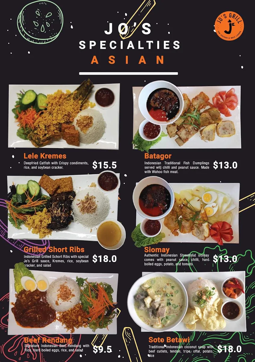 Menu, Jo's Grill