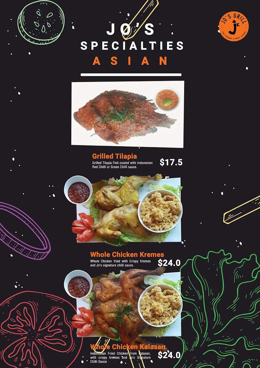 Menu, Jo's Grill