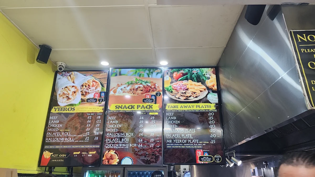 Menu, Mr Yeeros Newtown