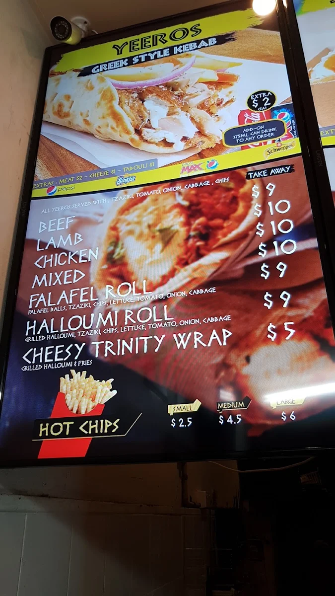 Menu, Mr Yeeros Newtown