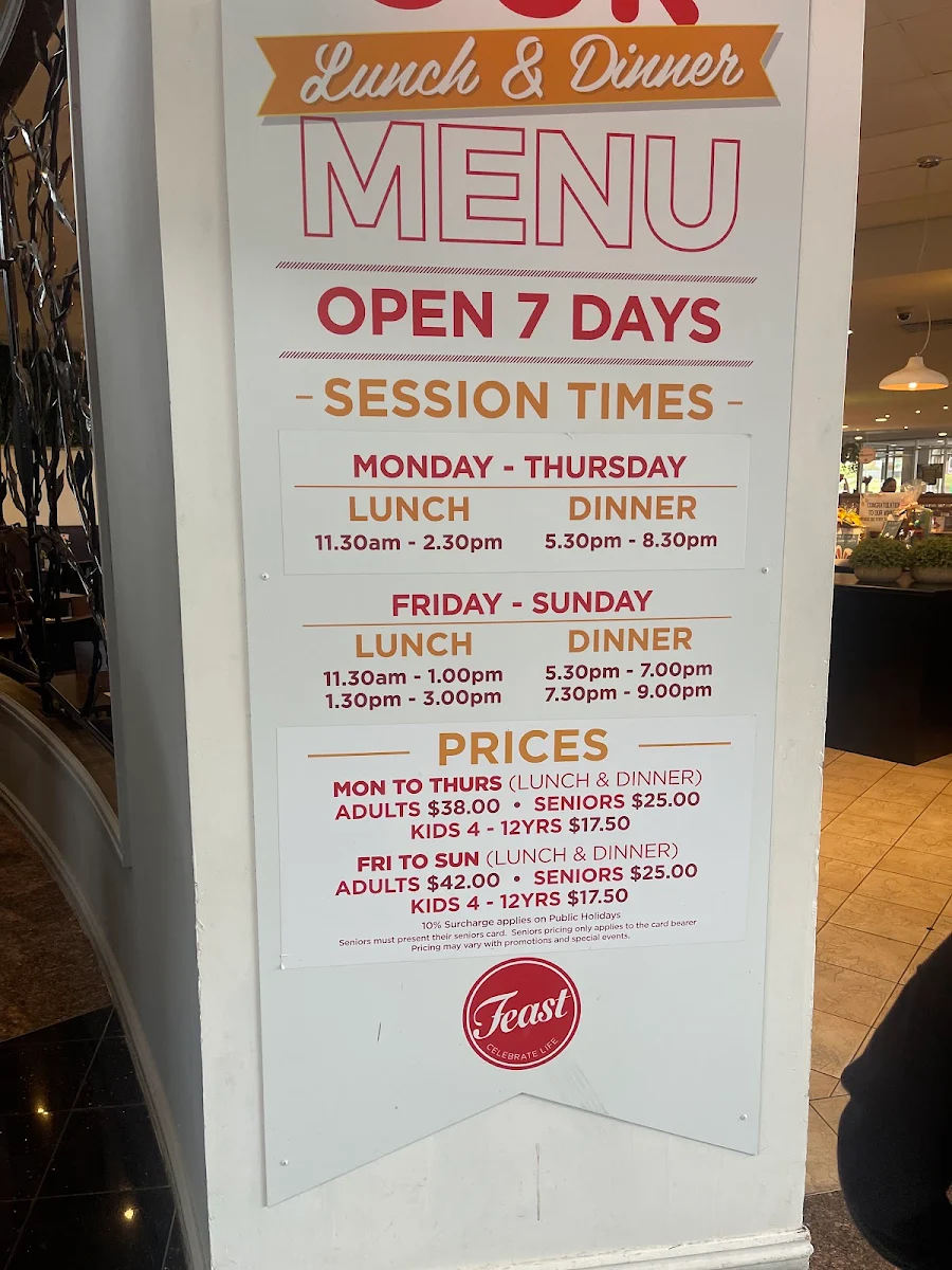 Menu, Feast Buffet @ Village Green Hotel