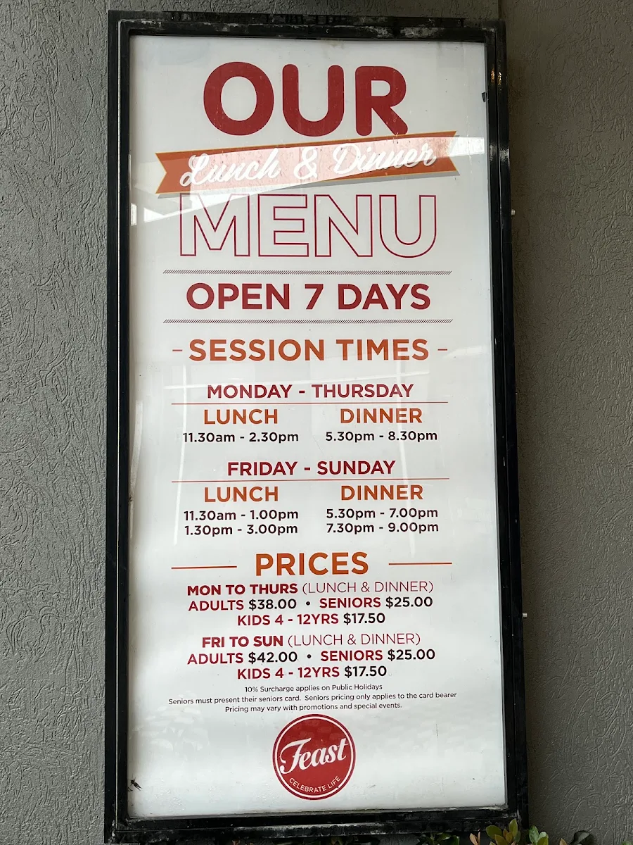 Menu, Feast Buffet @ Village Green Hotel