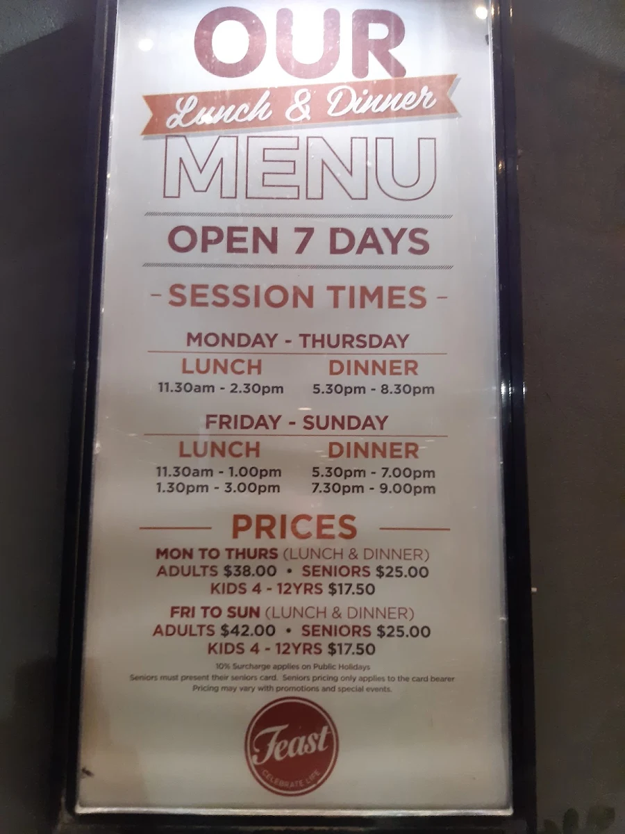 Menu, Feast Buffet @ Village Green Hotel