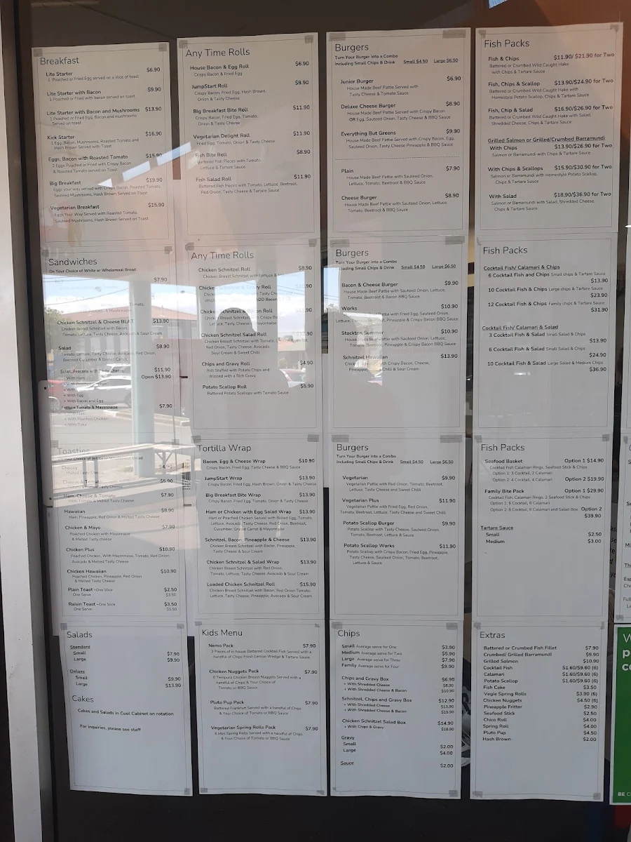 Menu, Stockton Bite Cafe