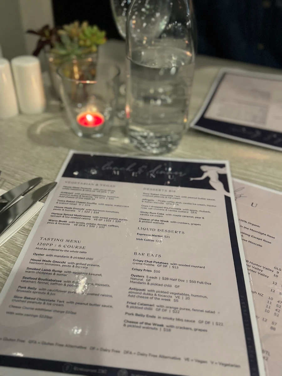 Menu, Restaurant 2317