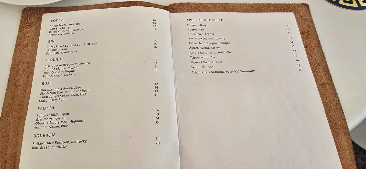 Menu, Olympia