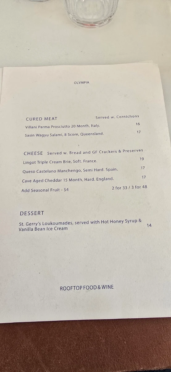 Menu, Olympia