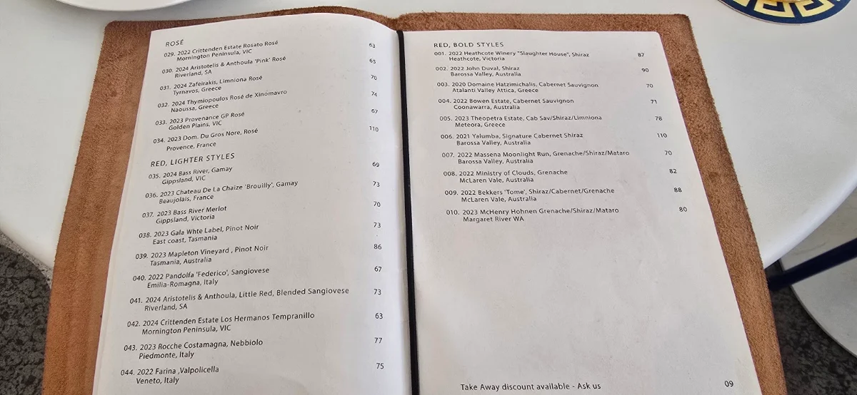 Menu, Olympia