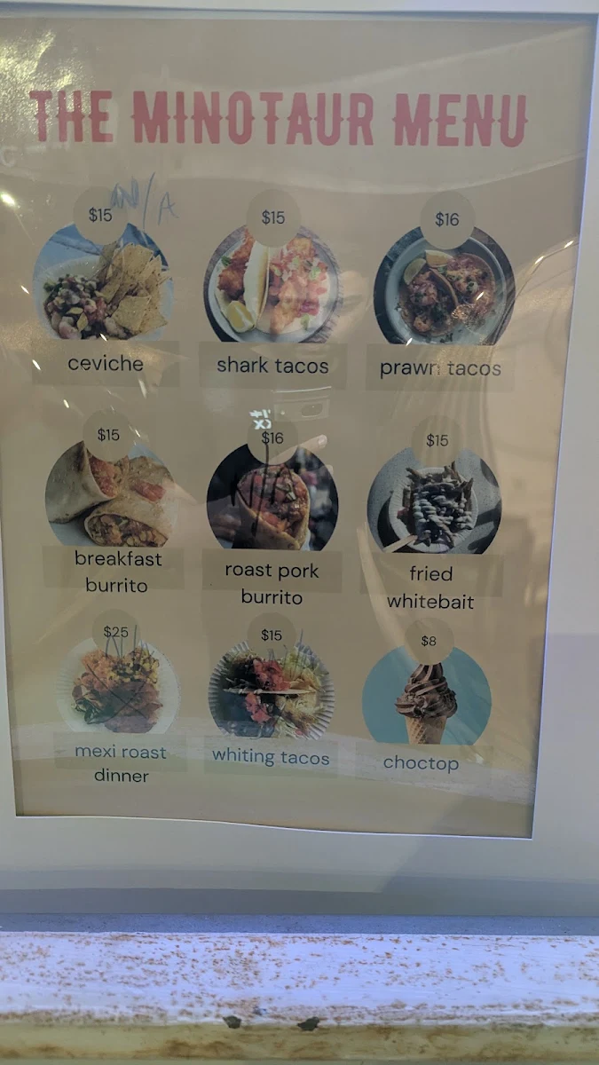 Menu, The Minotaur Lakes Entrance