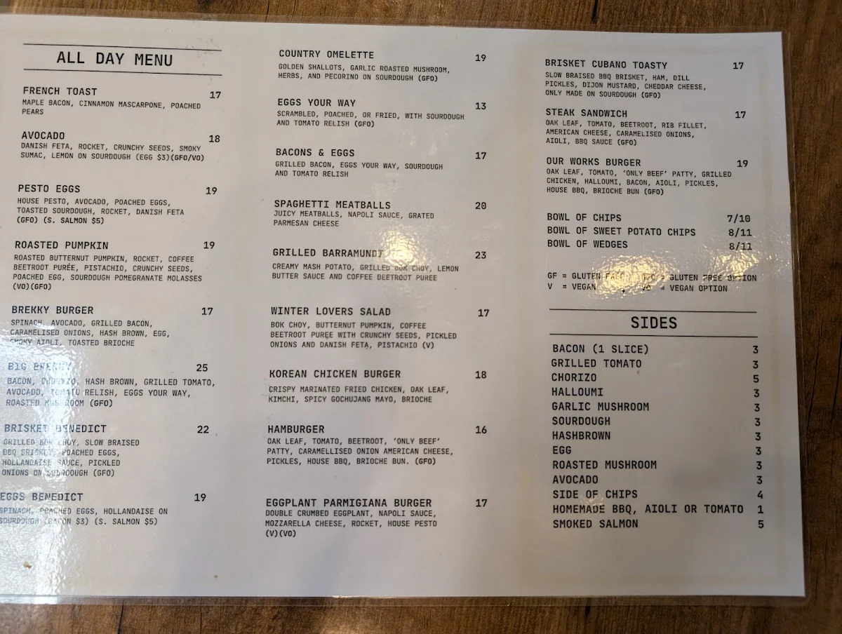 Menu, The Brown Jug Cafe
