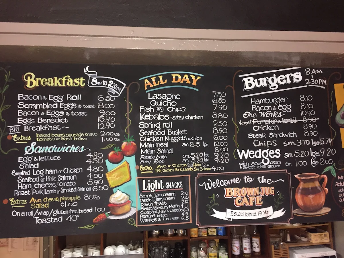 Menu, The Brown Jug Cafe