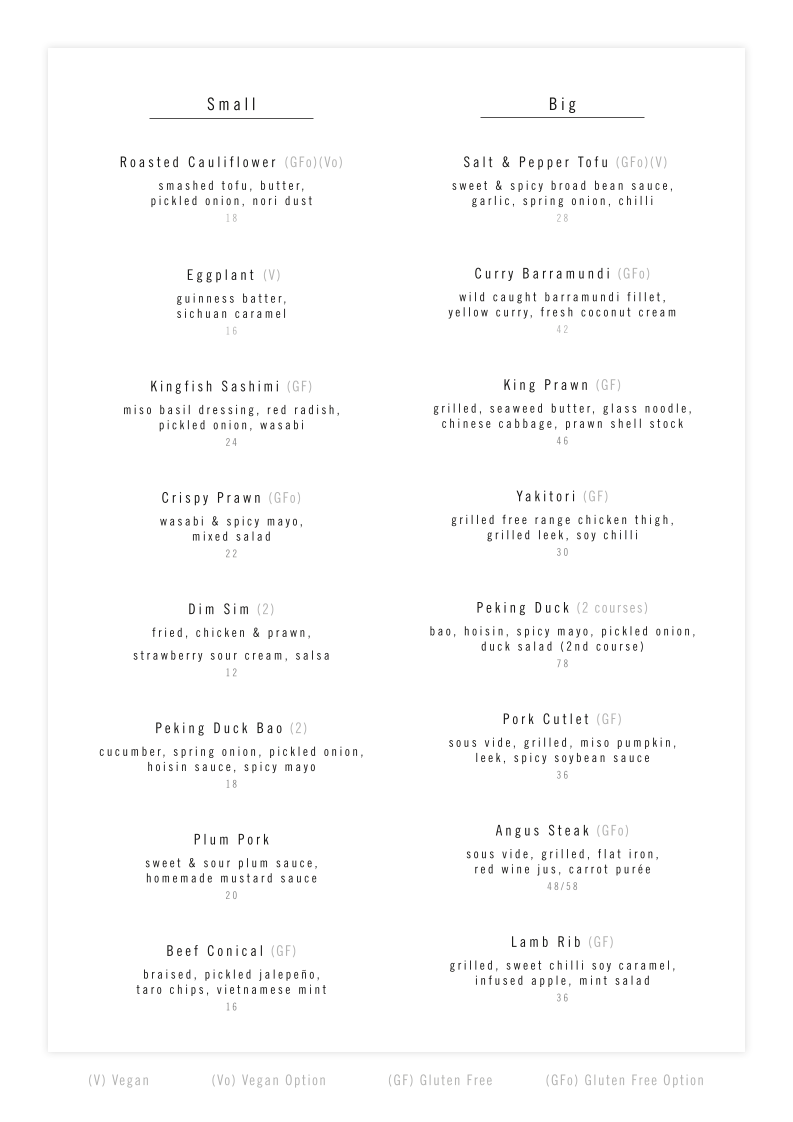 Menu, Bai Long Store