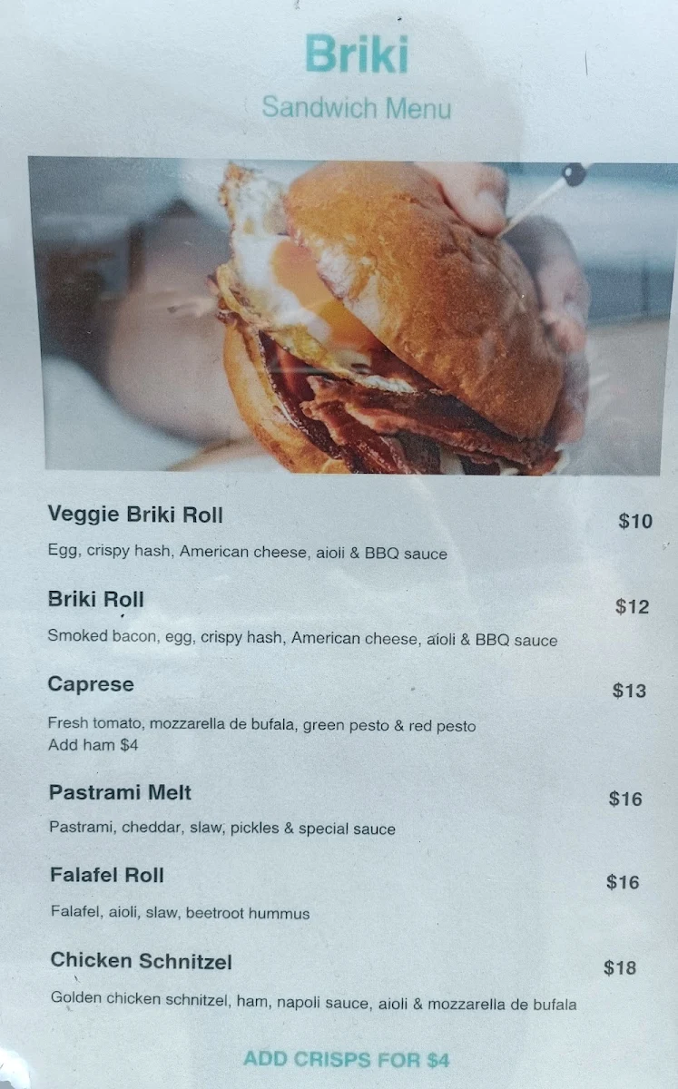 Menu, Briki cafe