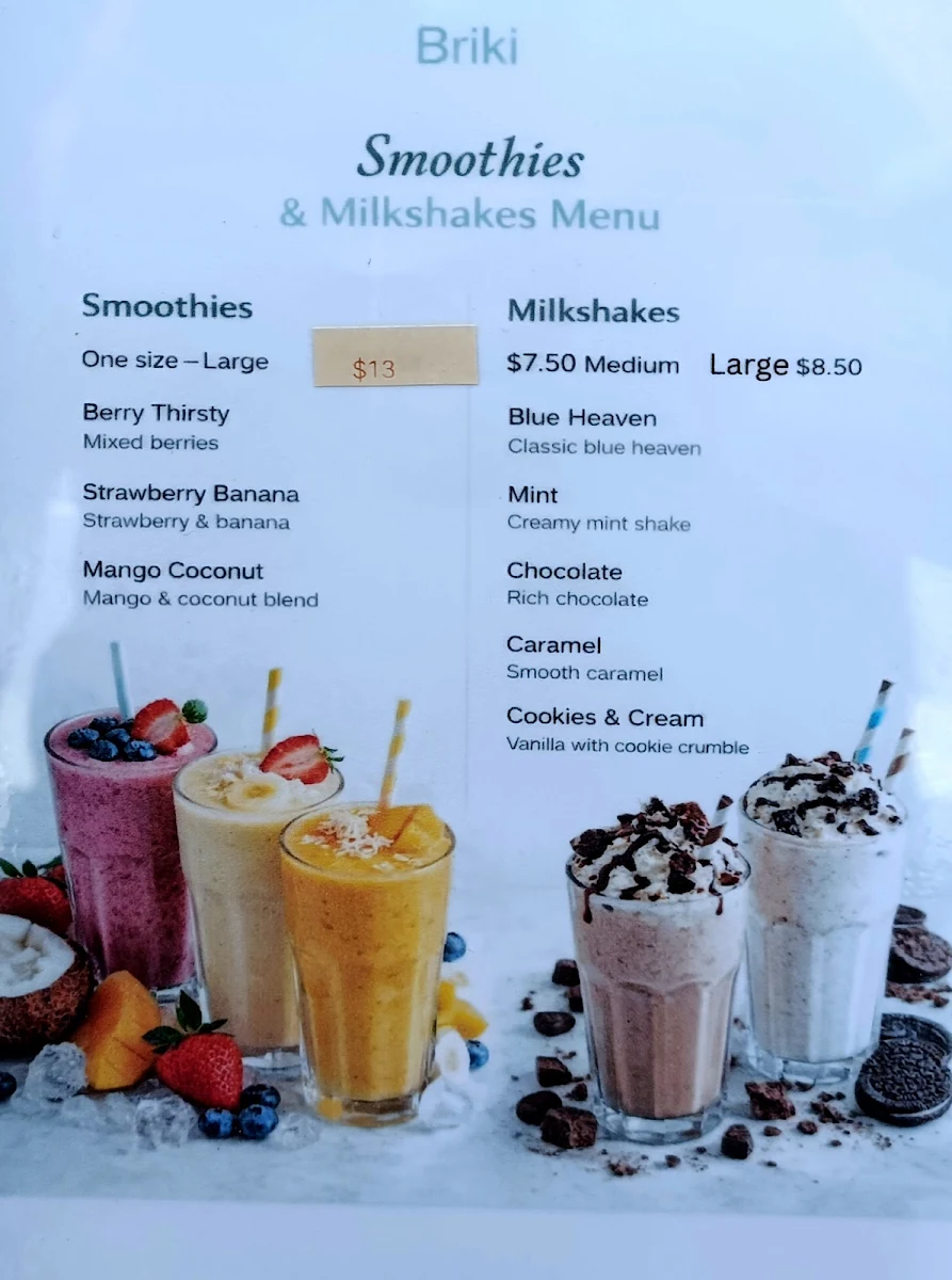 Menu, Briki cafe