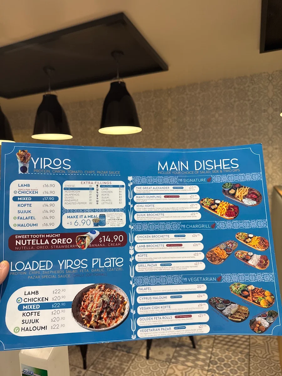Menu, Pazar Mediterranean Grill