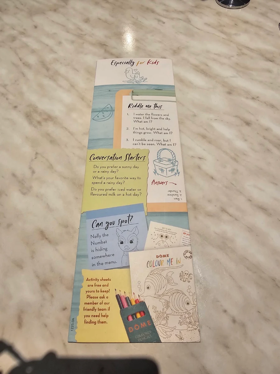 Menu, Dôme Café - Mirrabooka