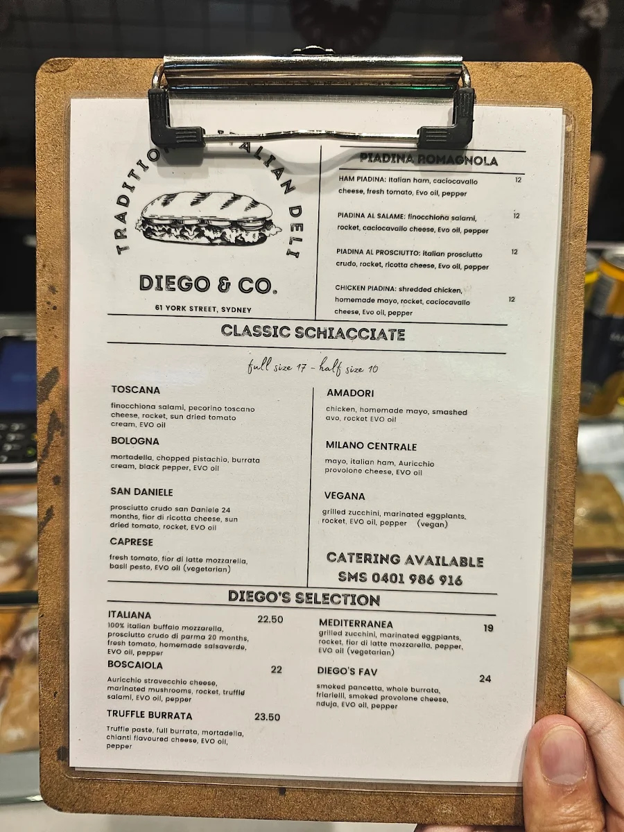Menu, Diego & Co. Traditional Italian Deli