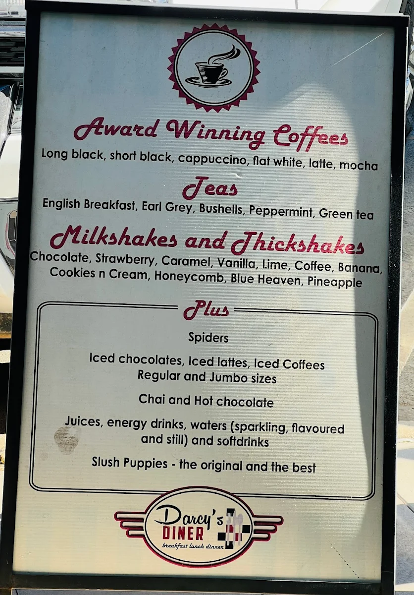 Menu, Darcy's Diner