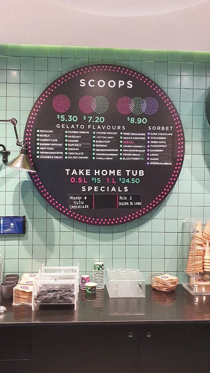 Menu, Augustus Gelatery - Pascoe Vale