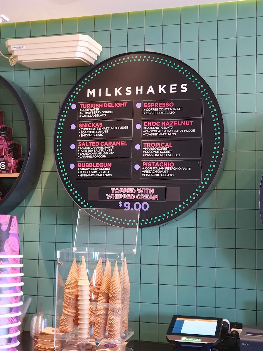 Menu, Augustus Gelatery - Pascoe Vale