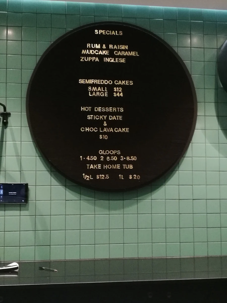 Menu, Augustus Gelatery - Pascoe Vale