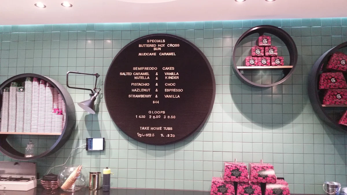 Menu, Augustus Gelatery - Pascoe Vale