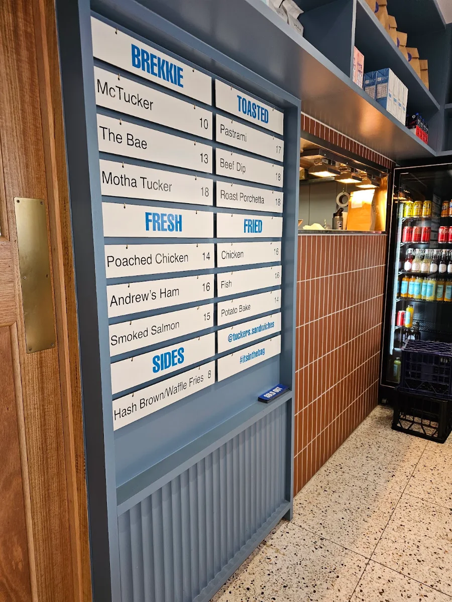 Menu, Tuckers Sandwiches