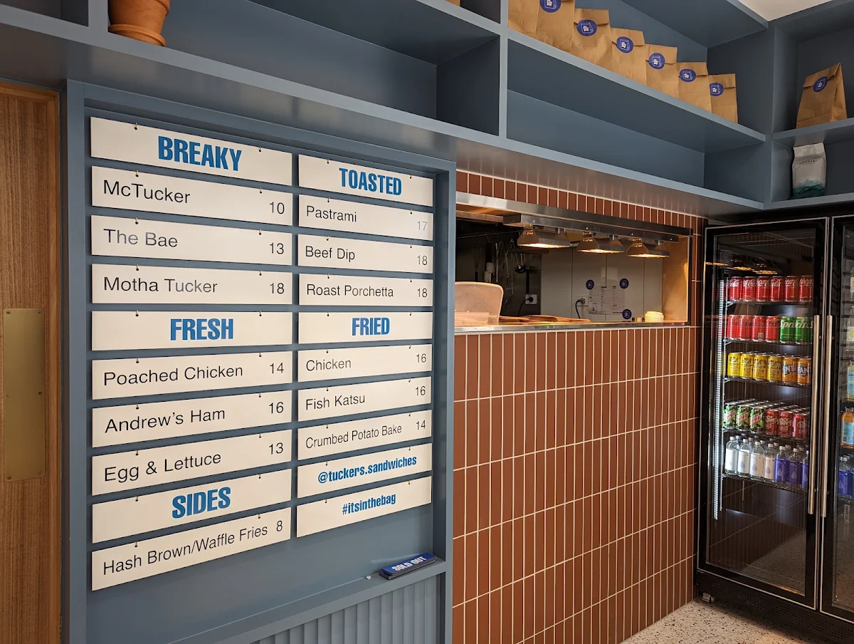 Menu, Tuckers Sandwiches