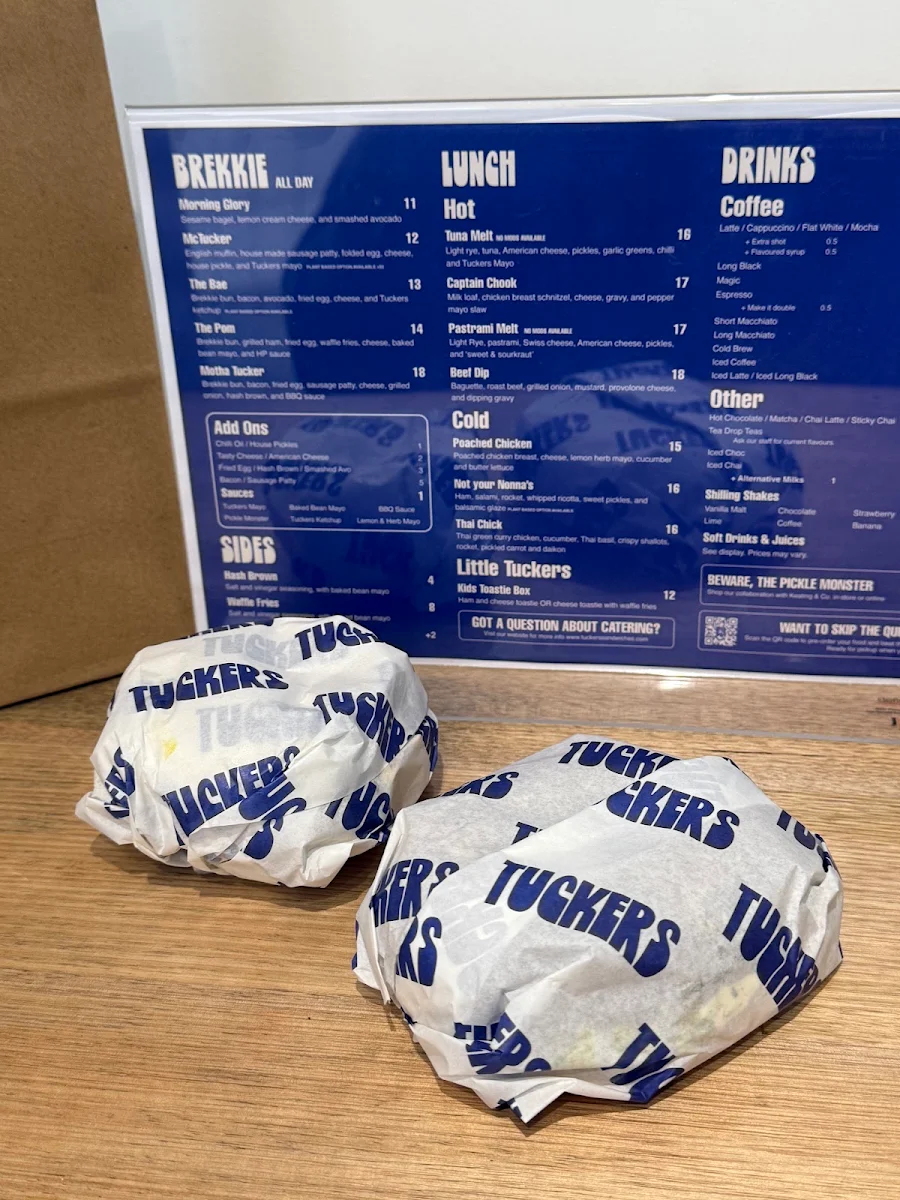 Menu, Tuckers Sandwiches