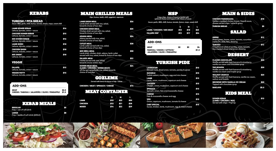 Menu, Mickleham Kebab & Grill