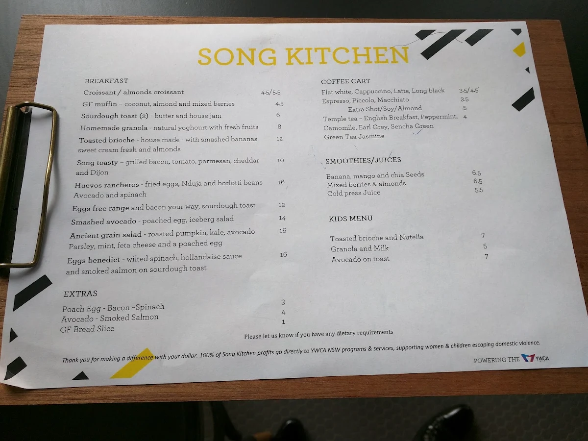Menu, Song Kitchen