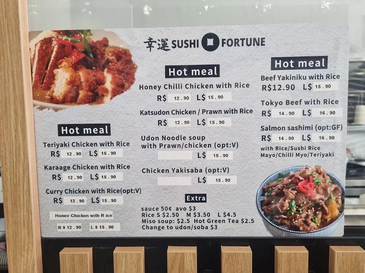 Menu, Sushi Fortune