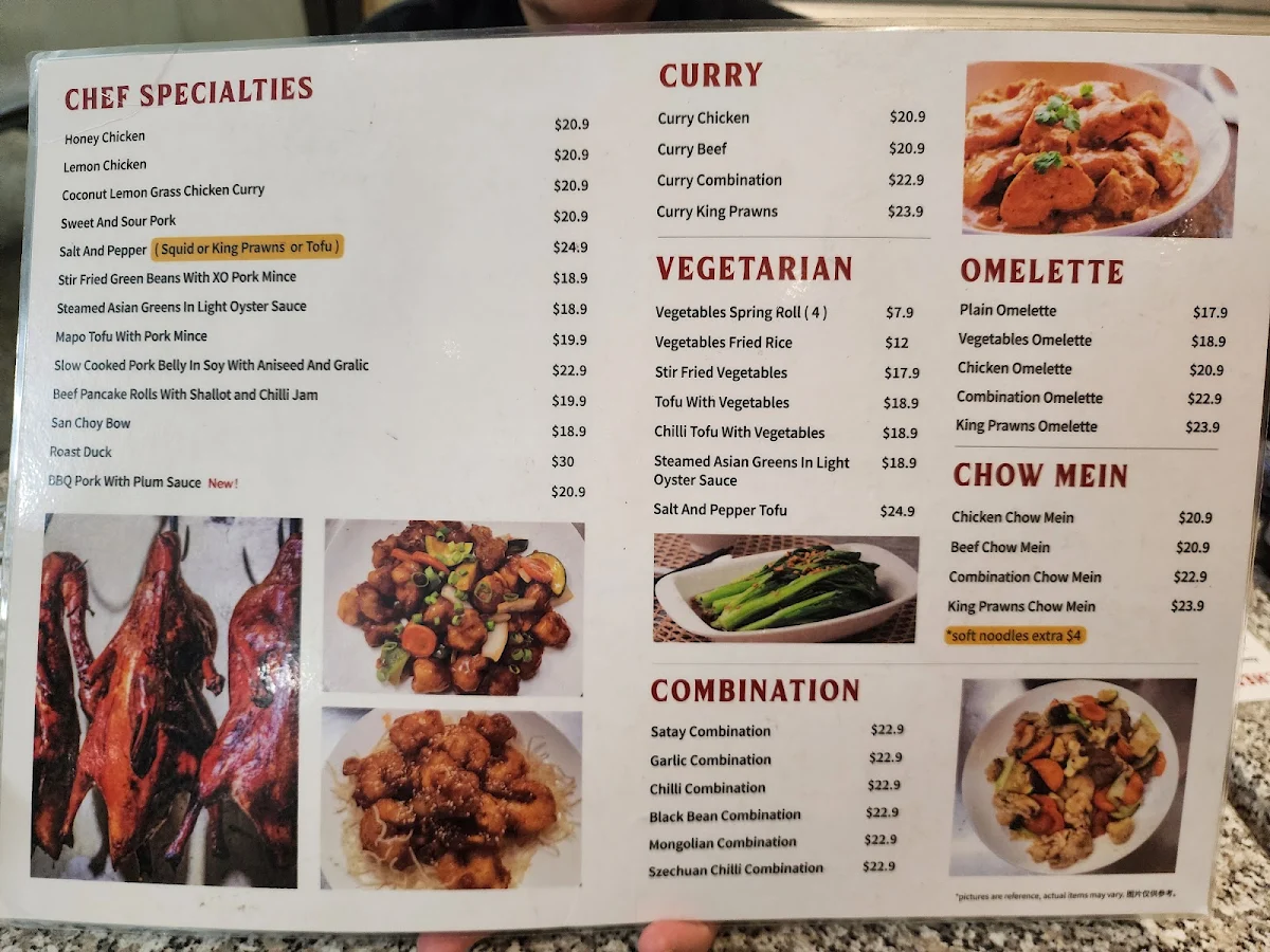 Menu, Peking Palace Chinese Restaurant