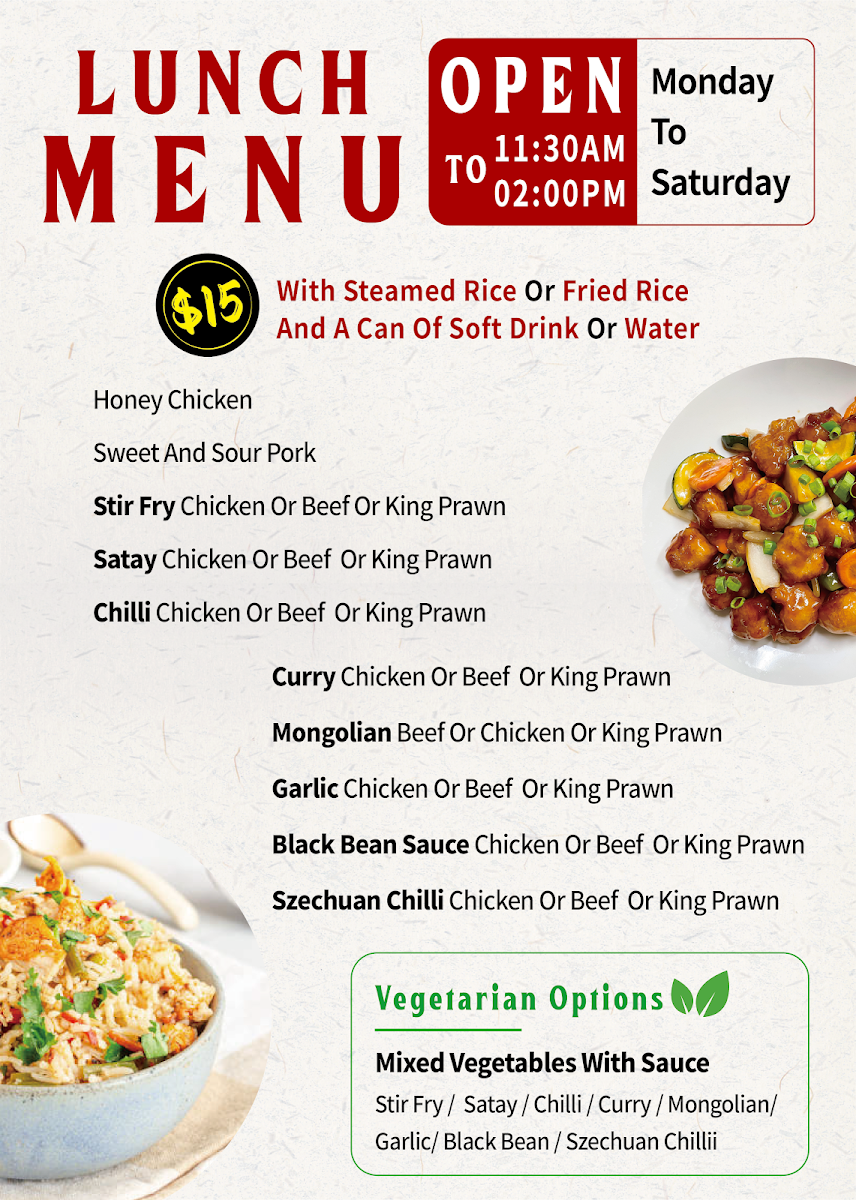 Menu, Peking Palace Chinese Restaurant