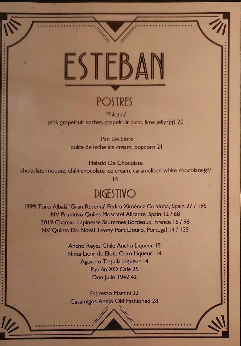 Menu, Esteban