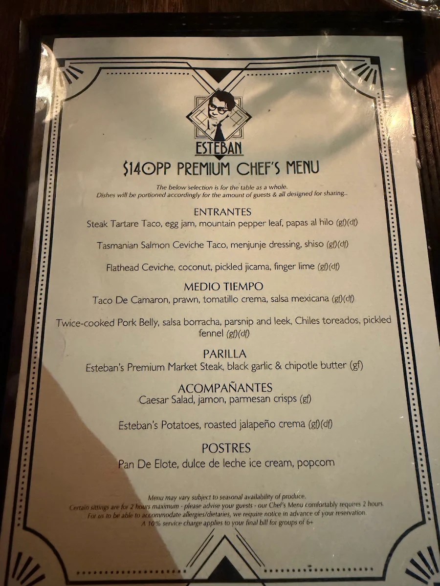 Menu, Esteban