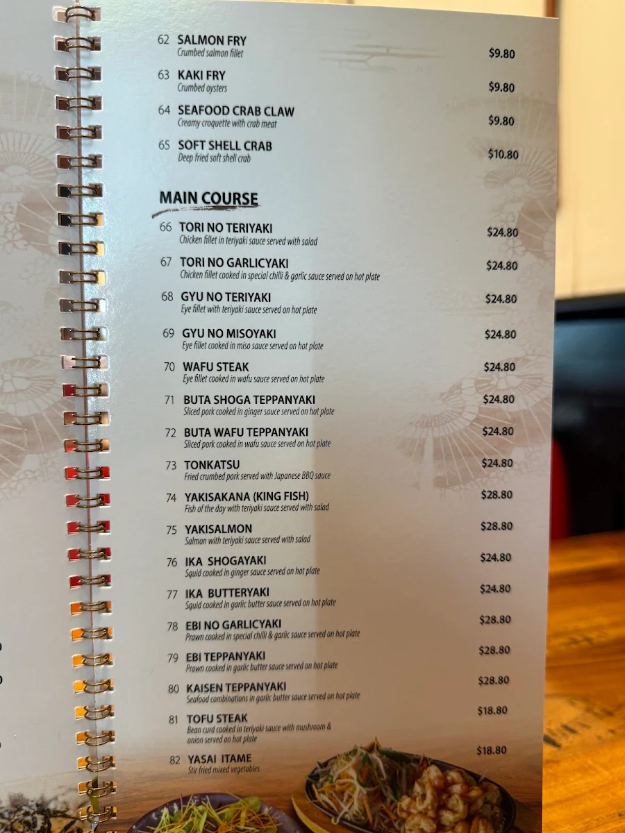 Menu, ASAHI SUSHI