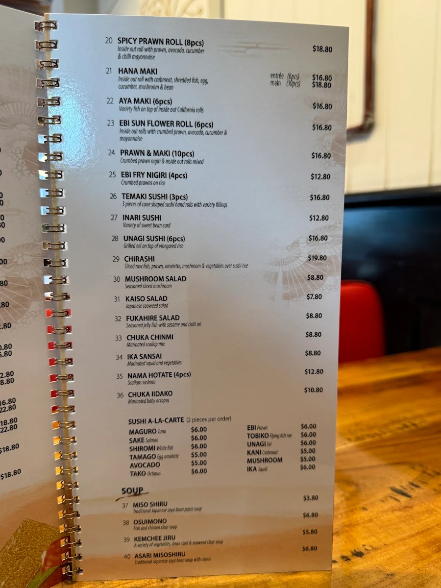Menu, ASAHI SUSHI