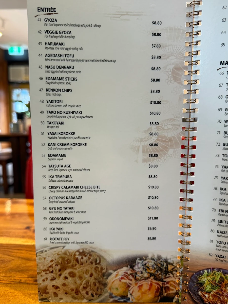 Menu, ASAHI SUSHI
