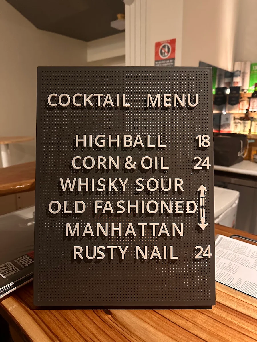 Menu, The Whisky Gallery & Bar