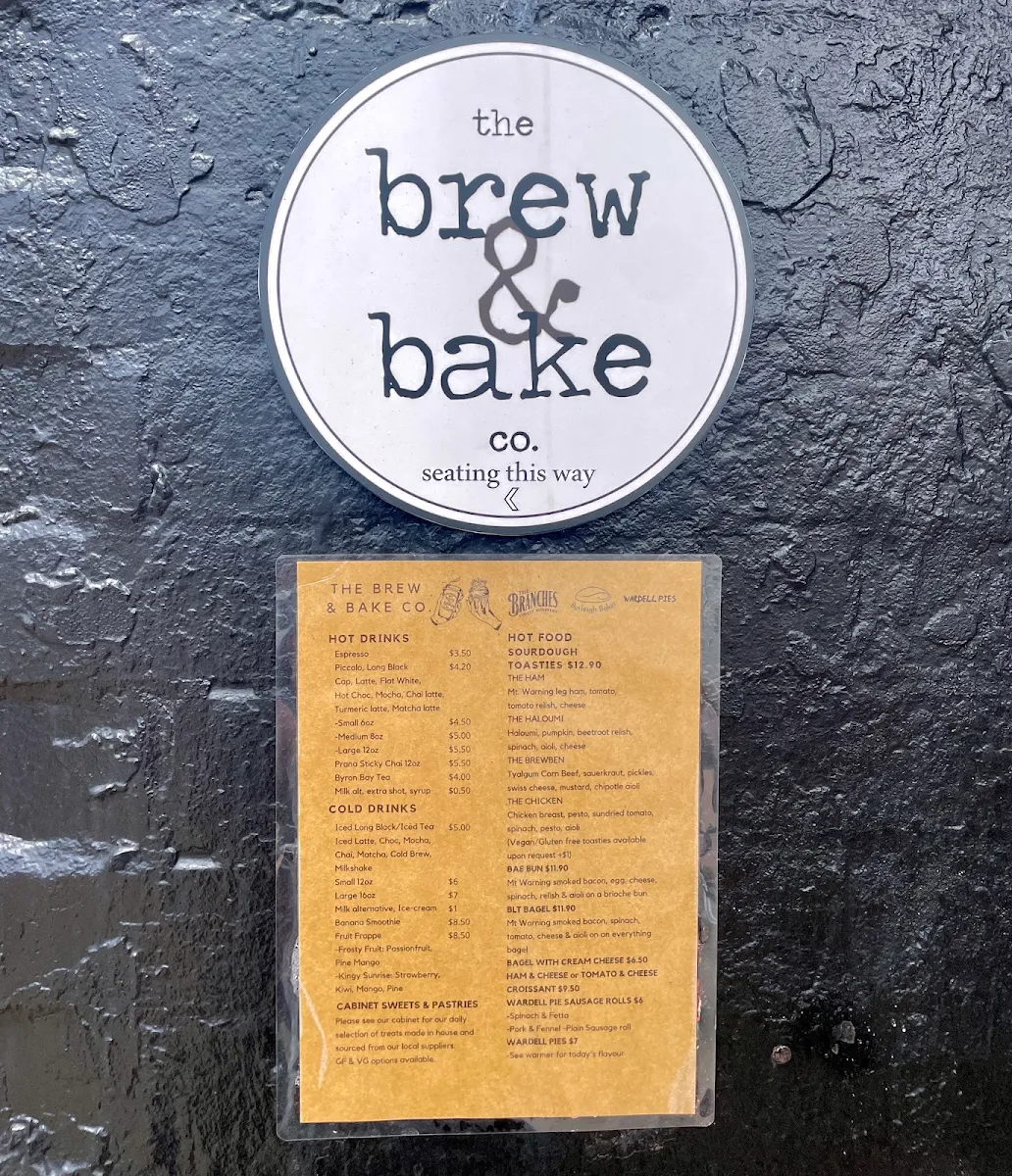 Menu, The Brew and Bake Co